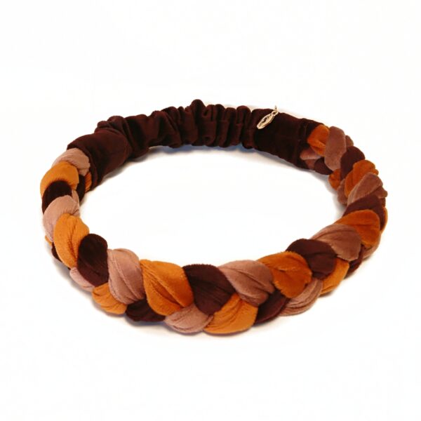 Hårbånd flette velur flerfarget – orange/dusty pink/wine