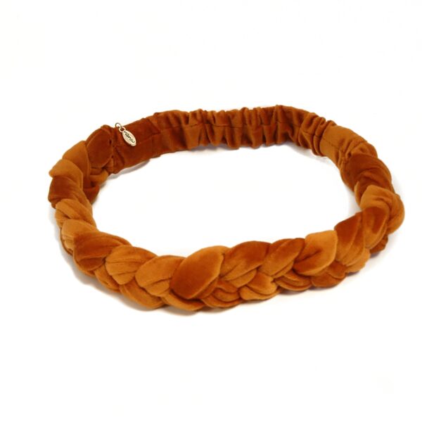 Hårbånd velur flette – Mørk orange