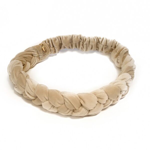 Hårbånd velur flette – lys beige