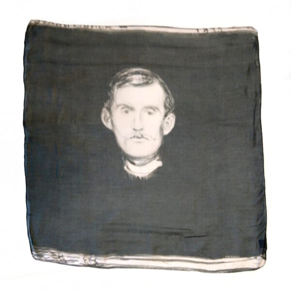 Edvard Munch skjerf square 90×90 – selvportrett med skjelett arm
