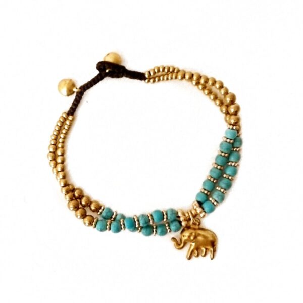Armbånd bohem – gull/turkis