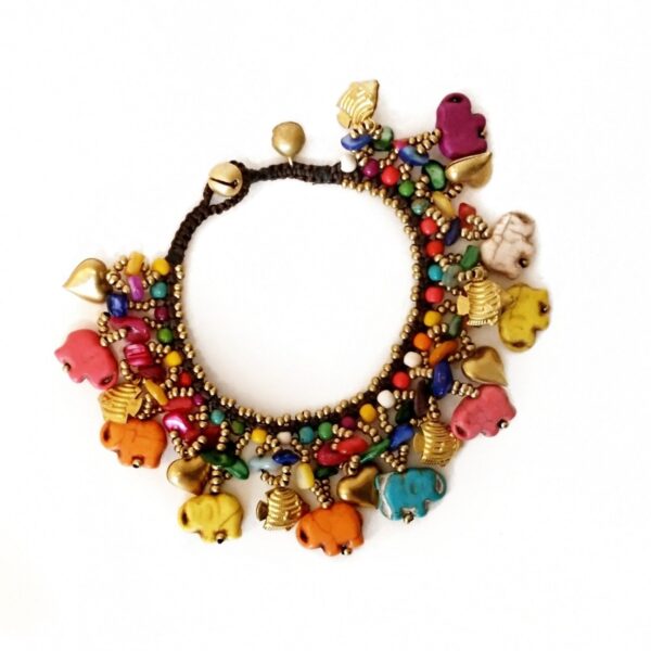 Armbånd bohem med charms – gull/multicolour