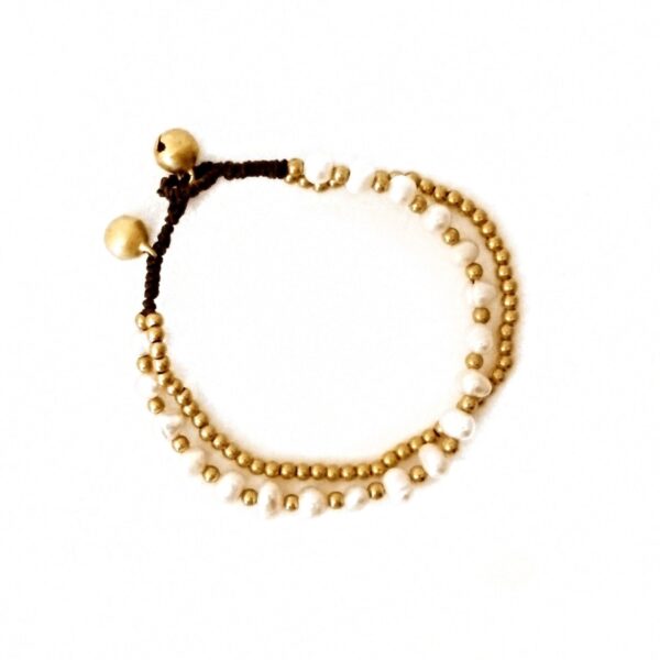 Armbånd bohem – hvit/gull