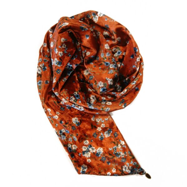 Hårbånd wire velur blomster – brent orange