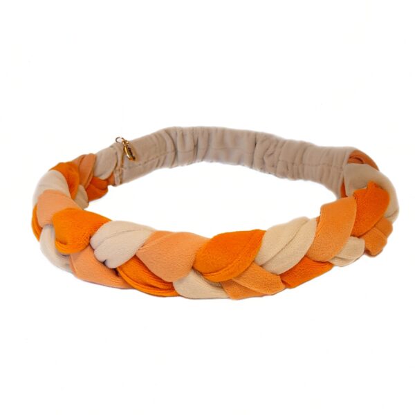 Hårbånd flette velur flerfarget – creme/dusty orange/orange