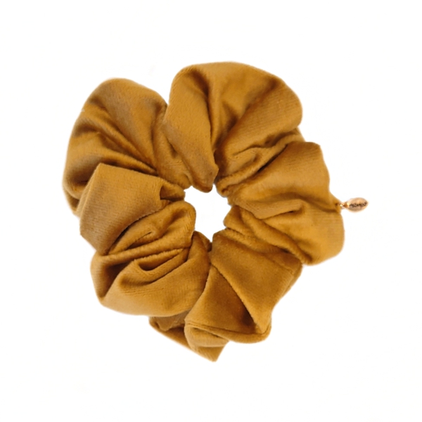 Hårstrikk scrunchies velur stor – oker