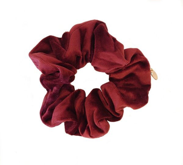 Hårstrikk scrunchies velur stor – burgunder