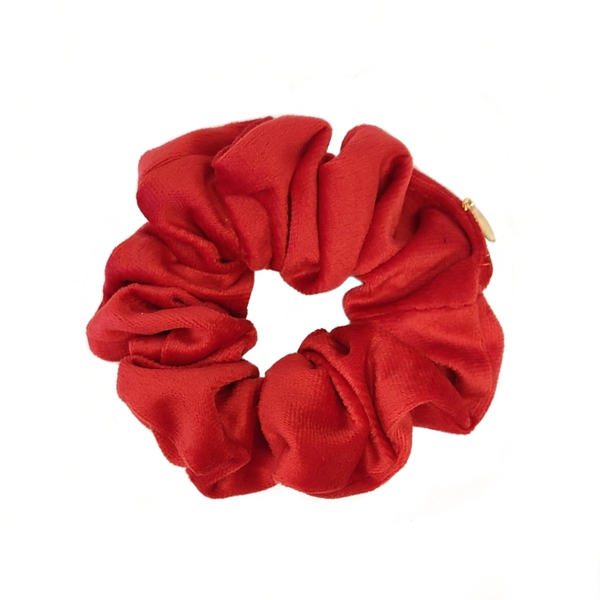 Hårstrikk scrunchies velur stor – rød