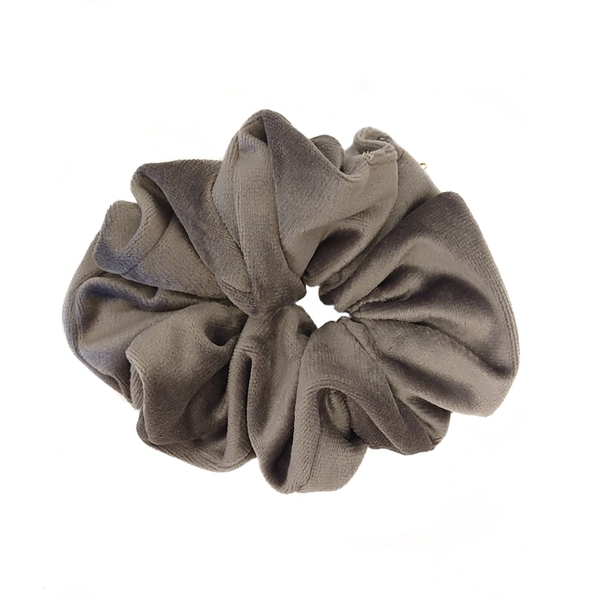 Hårstrikk scrunchies velur stor – grå