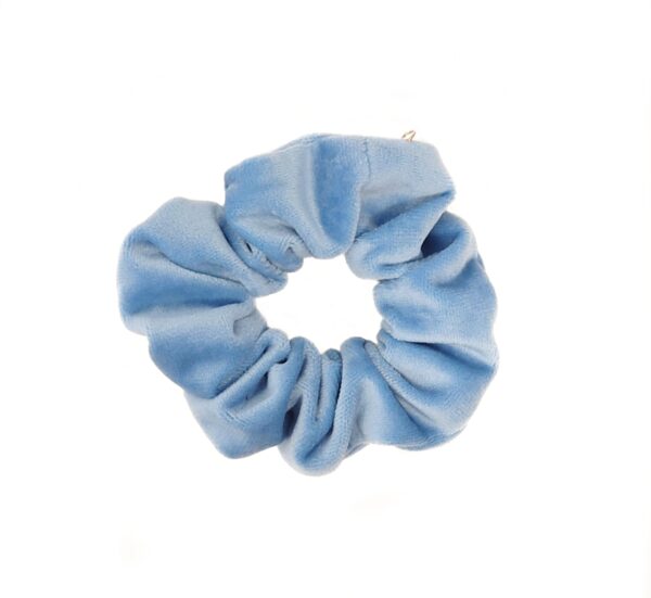 Hårstrikk scrunchies velur liten – lys blå