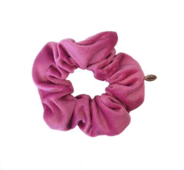 Hårstrikk scrunchies velur liten – hot pink