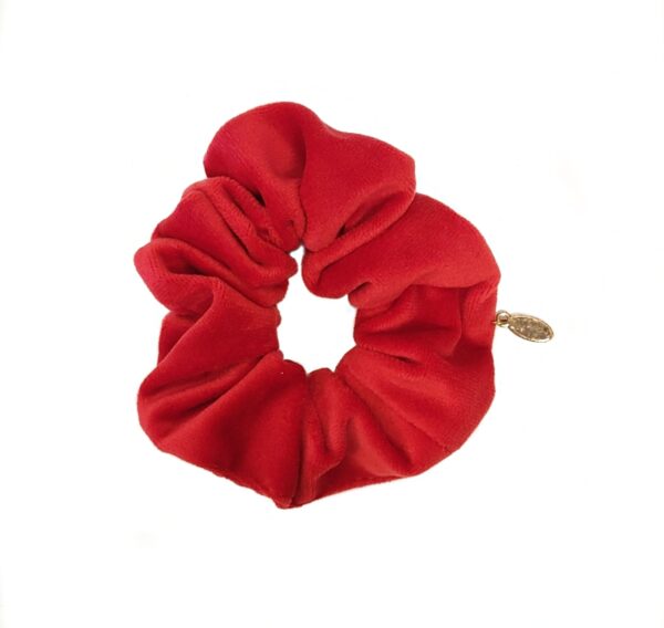 Hårstrikk scrunchies velur liten – rød
