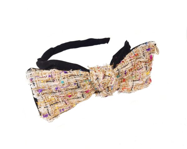 Hårbøyle bouclè sløyfe – Creme multicolour