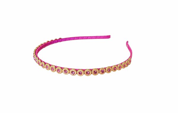 Julie hårbøyle gull/exclusive stener – Hot pink/gull