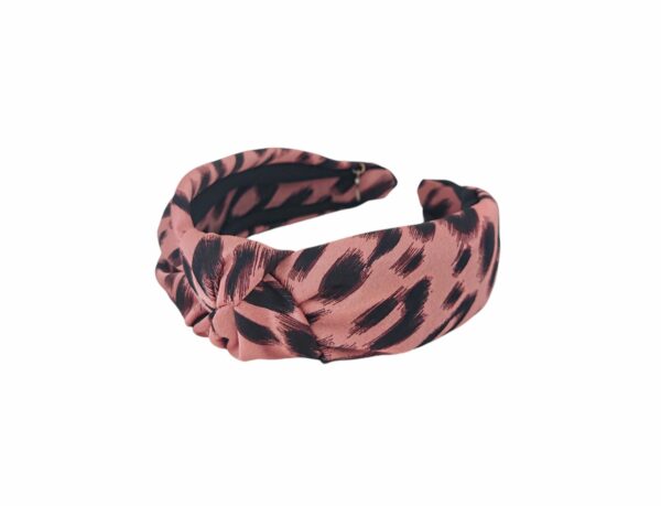Hårbøyle knute leopard silke look – gammel rosa