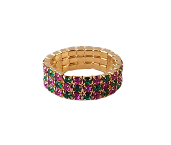 Ring 3 rader – gull/grønn/cerise