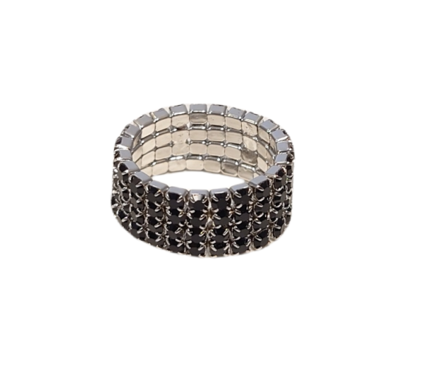 Ring 4 rader – sølv/sort