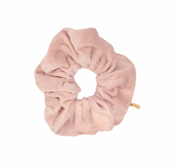 Hårstrikk scrunchies velur stor – lys rosa