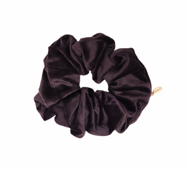 Hårstrikk scrunchies velur stor – mørk plomme