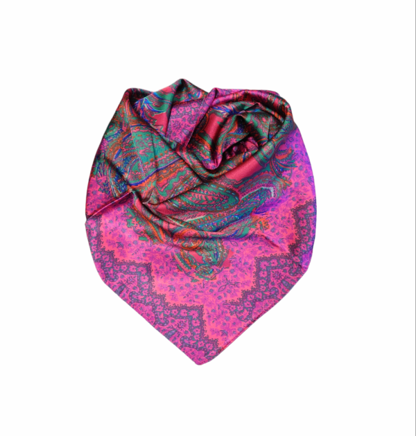 Bunadskjerf – Cerise/grønn paisley