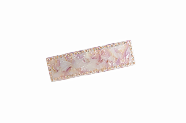 Hårspenne exclusive basic stener stor – rosa/creme tortoise