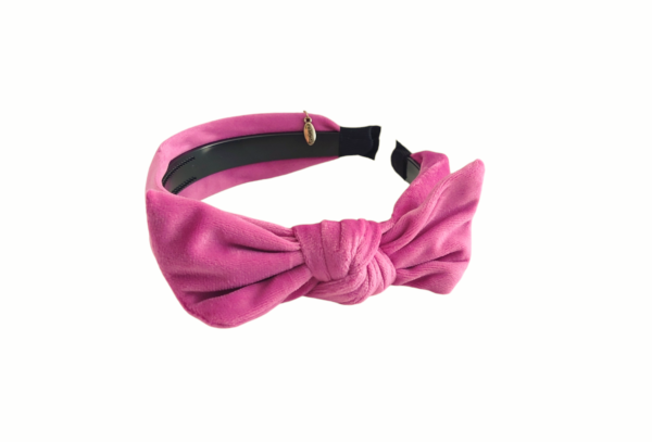 Hårbøyle velur sløyfe – hot pink