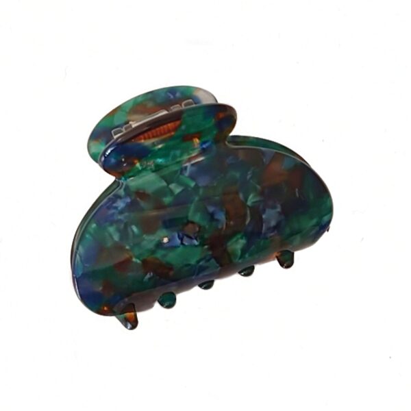 Hårklype liten rund – grønnblå/terracotta turtle