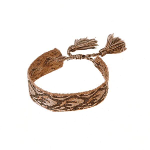 Salg. Knyte armbånd med dusker – oliven/beige