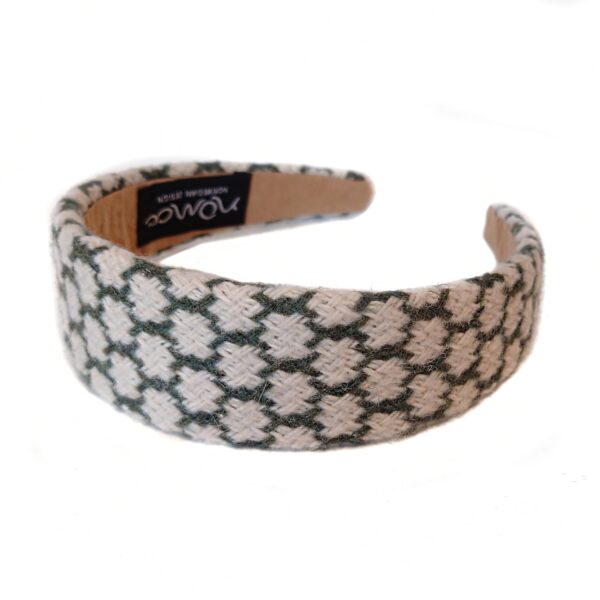 Hårbøyle bouclè flat SALG – creme/olivengrønn