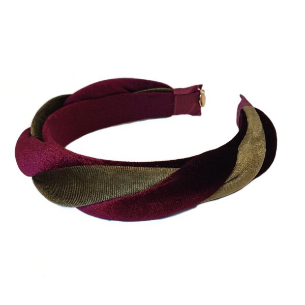 Tvinnet bunadshårbøyle – wine/oliven