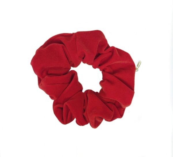Hårstrikk scrunchies luxusvelur – Rød