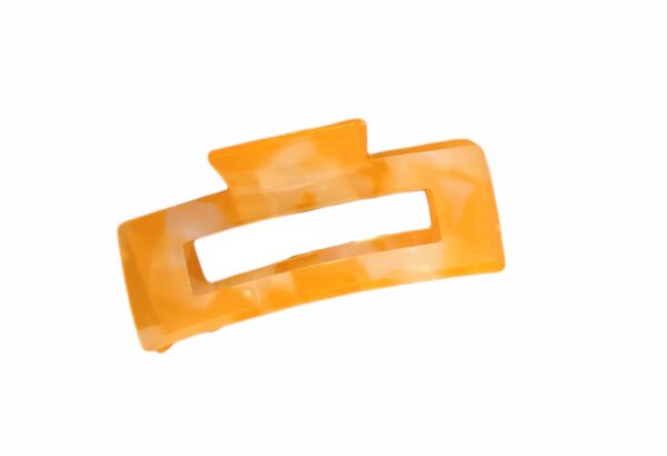 Hårklype firkant ekstra stor – Transparent orange/hvit perlemor