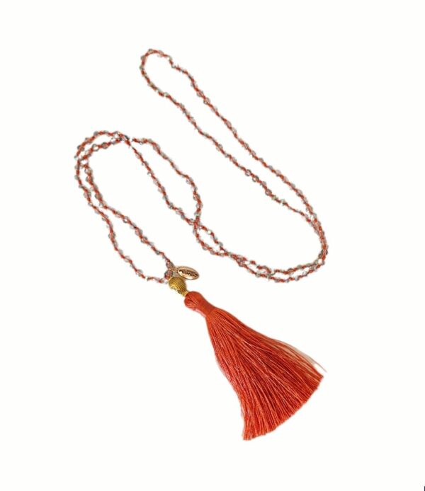 SALG! Halskjede med buddha og dusk – Orange