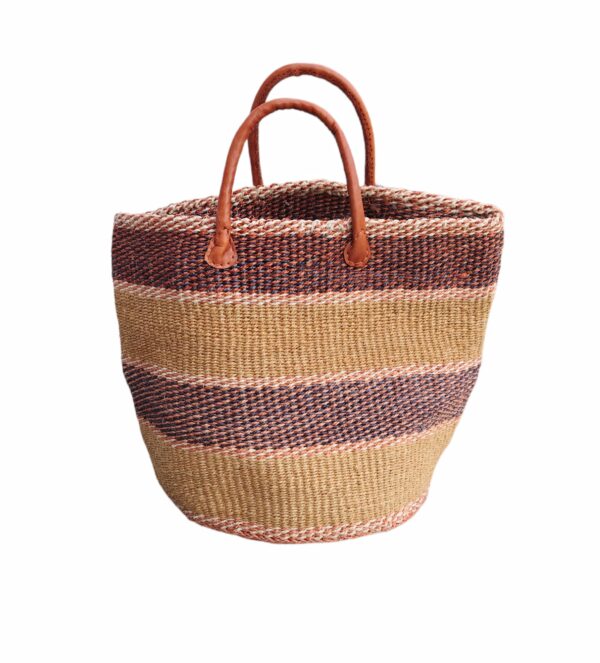 Sisal kurv/handlenett – Natur/brunorange/hvit/sort
