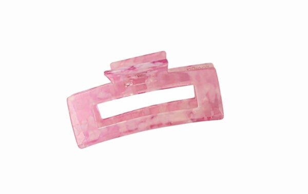 Hårklype firkant ekstra stor – Transparent rosa/hvit turtle