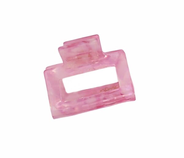 Hårklype firkant medium – Transparent rosa/hvit turtle