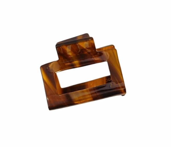 Hårklype firkant medium – Brun/cognac striper