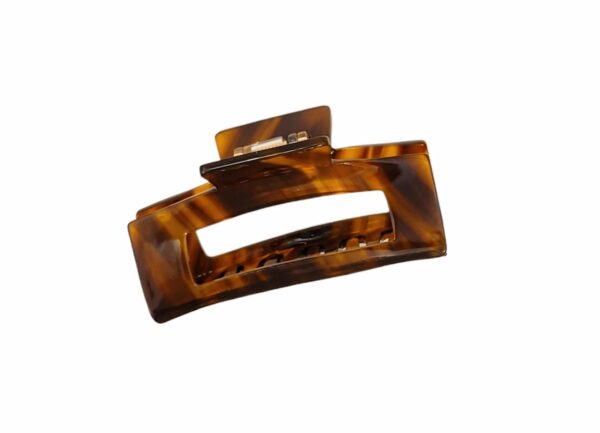 Hårklype firkant stor – Brun/cognac striper