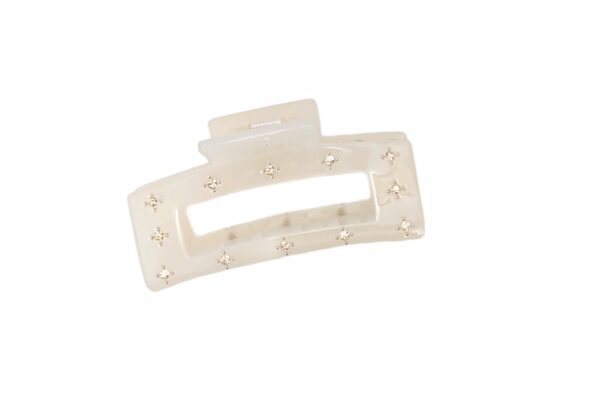 Hårklype firkant med stener stor – Transparent creme