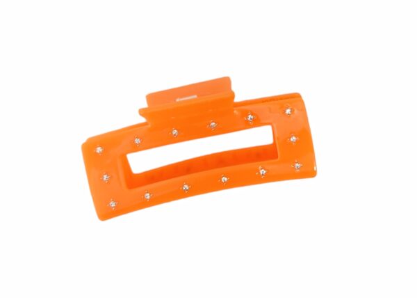 Hårklype firkant med stener ekstra stor – Orange