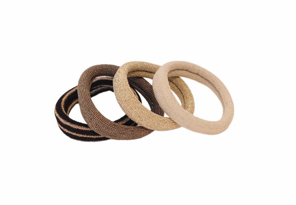 Hårstrikk basic 4-pk – Sort/gull/champagne