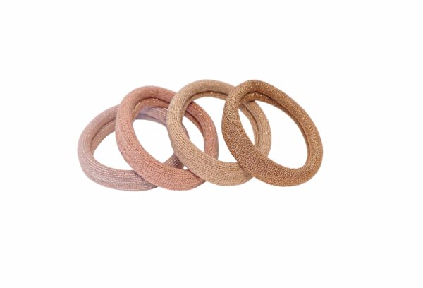 Hårstrikk basic 4-pk – Rosa/beige/champagne
