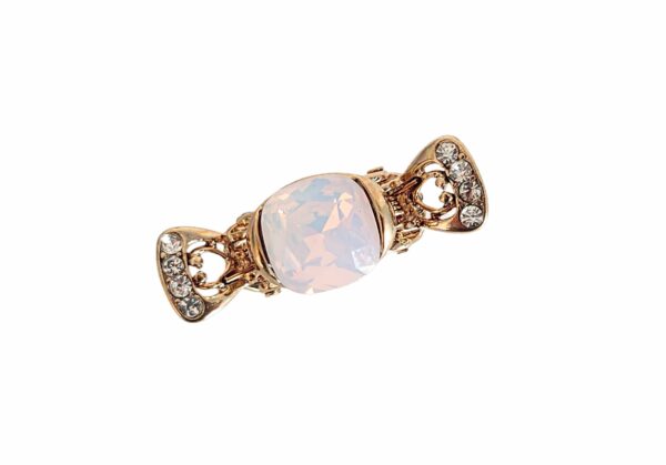 Hårklype Royal med stener – Gull/lys rosa opal