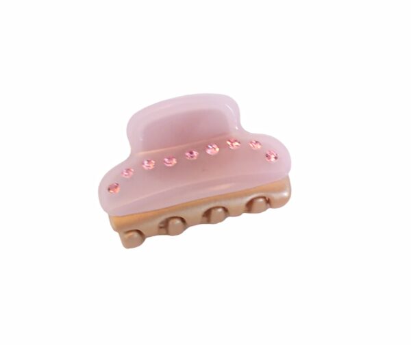 Hårklype KAIA – mini med stener – Transparent lys rosa