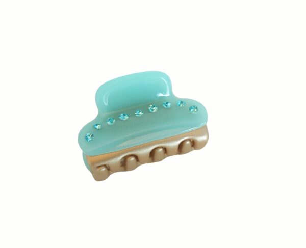 Hårklype KAIA – mini med stener – Transparent lys turkis