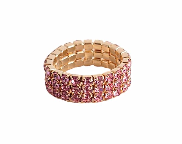 Ring 3 rader – Gull/lys rosa