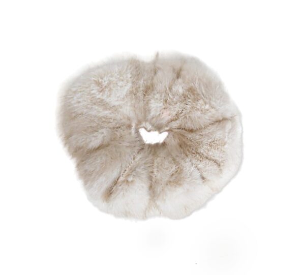 Fuskepels scrunchie hårstrikk – Hvit