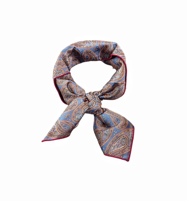 Bunadskjerf – #36 Jeansblå/orange paisley