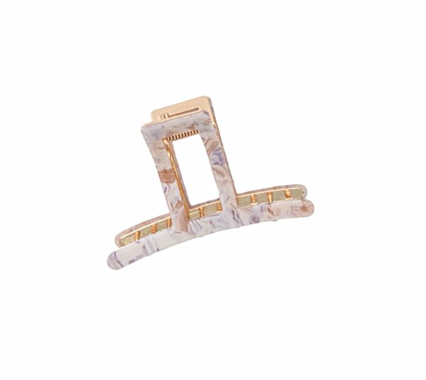 Hårklype metall firkant – Creme/beige/lys lilla turtle