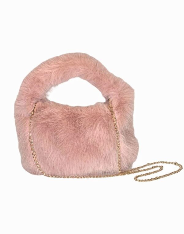 Hannah fuskepels veske med gull lenke – Dusty pink